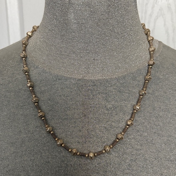 Elegant Ancient Geometric Sterling 925 Beaded Necklace 24” Byzantine 34g Heavy - Picture 2 of 6
